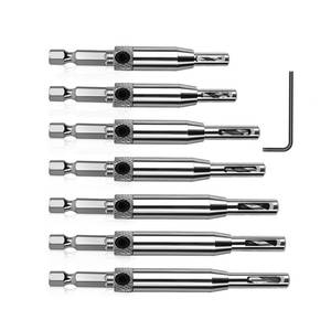 lot 4362 image: Lyshujli 7Pcs Self Centering Hinge Drill Bit Set, 14 Hex Shank VIX Bit, 564, 764, 964, 1164, 5MM, 1364, 14 - missing one