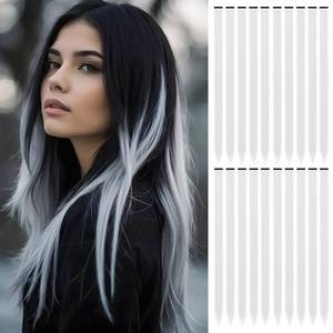 lot 4369 image: FAYDERS 20 PCS White Hair Extensions Clip in - 22 Inch Colored Hair for Women Girls - Perfect for Parties, Cosplay, Halloween