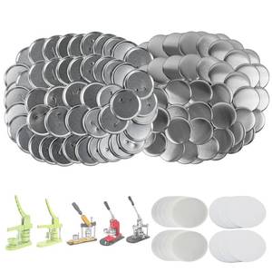 lot 4377 image: Mostme 100 Sets 3 inch Button Maker Supplies, 75mm Button Supplies Parts Badge Part, Buttons Making Supplies, Includes Metal Pin Back Cover, Metal Shells, Blank Paper&Clear Film