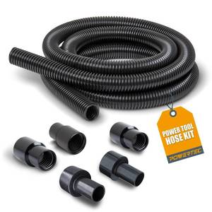 lot 4400 image: POWERTEC 70347 10 Ft. Dust Collection Hose Kit with 5 Fittings for Woodworking Power Tools Home and WetDry Shop Vacuums