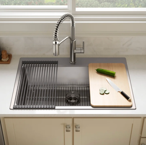 lot 4318 image: Kohler Provo 33 Dual Mount Single-bowl Workstation Kitchen Sink Kit