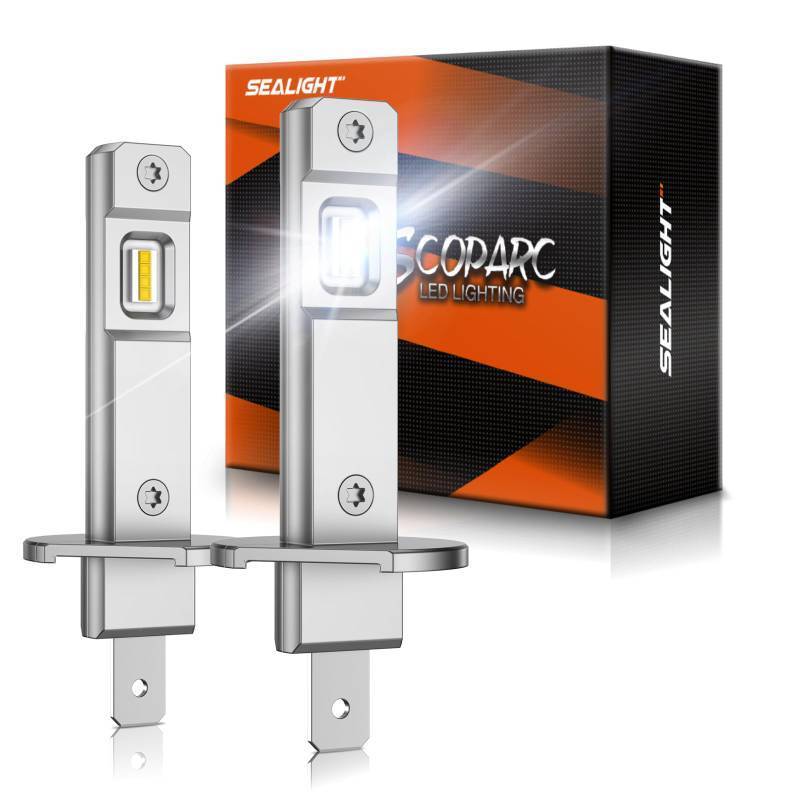 lot 3040 image: SEALIGHT H1 Bulbs 36000LM Super Bright, 11 Size Stock S6 H1 Light No Adapter Required No Cordless, 6500K Cool White HiLo Bulbs, Plug-N-Play, Driving Fog Spot Light Assemblies, Pack of 2