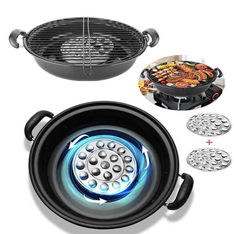 lot 3718 image: Asador para estufa mexicano con disco Giratorio - mexican stove with grill spinning metal disc - Stainless Steel Enamel Inoxidable - Stovetop Grill(2 discs)
