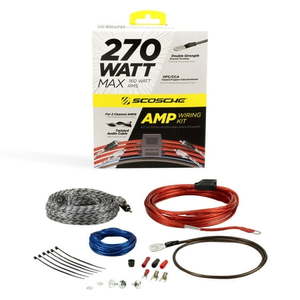 lot 8751 image: Scosche KPA12CC 270-Watt Hybrid OFCCCA Amplifier Wiring Kit with Twisted Pair Audio Cables New