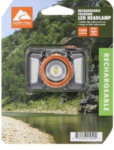 lot 8775 image: Ozark Trail 1000 Lumen Rechargeable Focusing Headlamp with USB Charging and Adjustable Strap