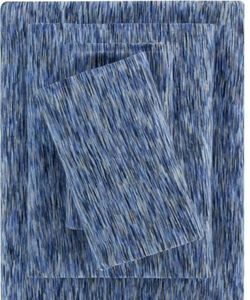 lot 8803 image: Mainstays 100% Cotton Extra Soft Jersey Bed Sheet Set, Queen, Blue Crackle, 4 Pieces