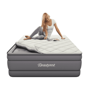 lot 8815 image: Beautyrest 20  Cushion Aire Quilted Removable Pillow Top Air Bed Mattress with Built-in Pump Queen