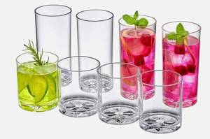 lot 8828 image: 12ounce And 16ounce Plastic Tumblers set Of 8 Plastic Drinking Glass