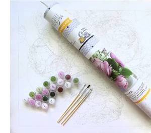 lot 8833 image: Violet Van Gogh Beautiful Blossoms Canvas Paint By Numbers Kit