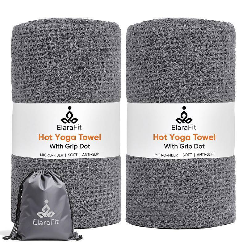lot 24706 image: Hot Yoga Towel Non Slip 2 Pack with Grip Dots for Yoga Mat & Pilates, Thickened Microfiber Sweat Absorbing Towels, Womens 72x26.5 Quick-Dry Cover for Hot Yoga at Home - Retail $28
