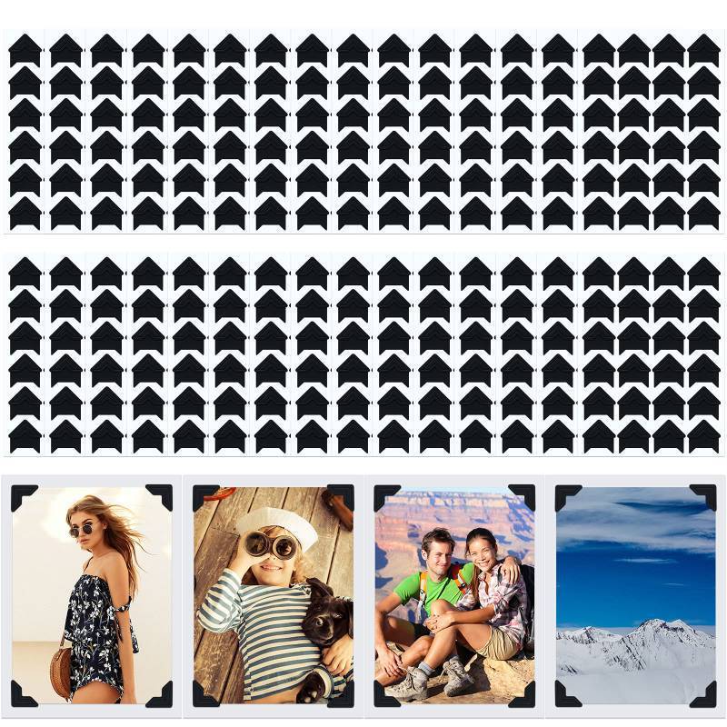 lot 24758 image: Photo Corners Self Adhesive Photo Corners for Scrapbooking and Stamping Supplies DIY Scrapbook Stickers Album Diary Personal Journal Diary Organizer(Black) - Retail $10