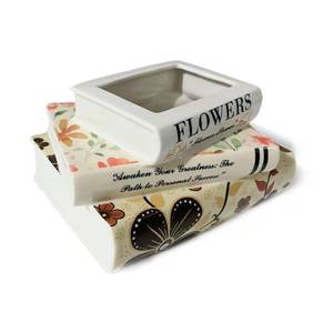 lot 15107 image: Decorative Book Vase Ceramic Flower Pot with Drainage Hole, Multicolor Tower Design, Small Size for Table, Desk, Shelf, Gift for Book Lovers - Retail $27