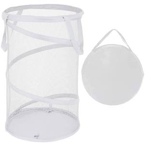 lot 15110 image: Large Collapsible Laundry Basket Foldable Mesh Pop Up Hamper with Handles for Laundry Room, Bathroom, Kids Room, College Dorm, Travel, Storage Organizer White - Retail $13