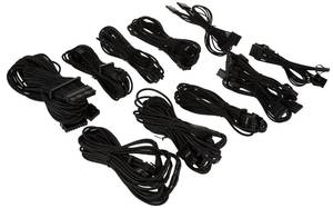lot 15113 image: Corsair Premium Individually Sleeved Type 4 Gen 4 PSU Cables Pro Kit Black - Retail $110