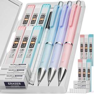 lot 15126 image: 3PCS Cute Mechanical Pencil Set with Case, 0.7 mm Pencils with 6 Tube HB Lead Refill, 3PCS Eraser, 9PCS Eraser Refill for School Supplies Kid Student Writing, Drafting Drawing Sketching - Retail $6