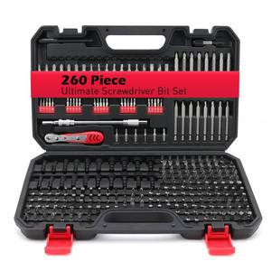 lot 15131 image: 260-Piece Ultimate Precision Screwdriver Bit Set, Premium Security Bit Set Includes Magnetic Security Bits, Nut Driver, Ratchet Wrench and Bits Holder - Retail $34