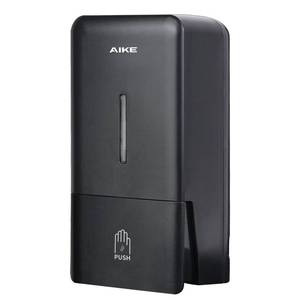lot 15137 image: AIKE Wall Mount Liquid Soap Dispenser for Commercial Bathroom 27oz Large Capacity Manual Push Pump Black - Retail $23