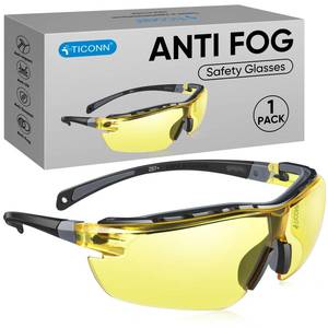 lot 15155 image: Anti-Fog Safety Glasses for Men and Women, ANSI Z87.1 Scratch Proof Eye Goggles with Adjustable Arms and UV Protection (Yellow, 1PK) - Retail $13