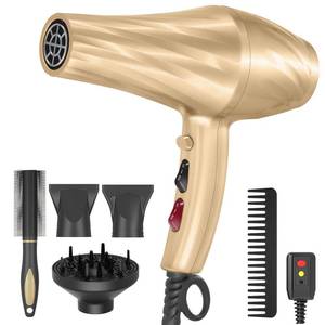 lot 15166 image: Ionic Hair Dryer,2400W Negative Ion Low Noise Hair Dryer Professional Fast Drying Hair Dryers with 2 Speeds, 3 Heat Settings, Cooling Button with Diffuser for Curly and Straight Hair. - Retail $40