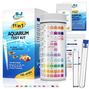 lot 15175 image: 11 in 1 - Aquarium Test Strips  950 Tests - 150 Strips  Fish Tank Aquariums Water Test Kit & ebook  Aquarium Thermometer  Fish Tank Water Testing Kit Includes 50 Ammonia Strips  Versatile Usage - Retail $22