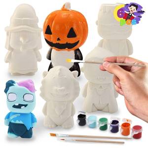 lot 15180 image: Halloween Squishy Toys Coloring Craft Kit with 6 Different Characters, 6 Colors Paints, and 3 Paintbrushes, Art Craft Painting Kit DIY Set Halloween Party Games for Kids Activities Party Favors - Retail $14