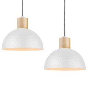 lot 15186 image: 2 Pack Hammered Pendant Lights, 12 Modern Metal Dome Hanging Lamp Solid Wood Pendant Light Fixtures for Kitchen Island, Farmhouse, Dining Room, Sink, Bedroom, Hallway, Nordic White - Retail $78