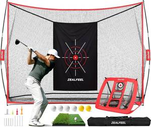 lot 231224 image: Retails for $110 Golf Net, 10x7ft Practice Net with Chipping Net, Foldable Mat, Silk Target, 8 Tees, 6 Balls, Carry Bag, Golf Hiting Nets for Backyard Driving Chipping Indoor Outdoor Use