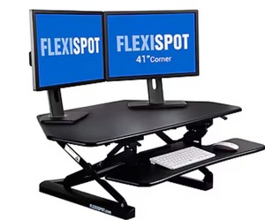 lot 385256 image: Retails for $320 FlexiSpot 41W Manual Sit-Stand Desk Converter, Black (M4B-E-US)