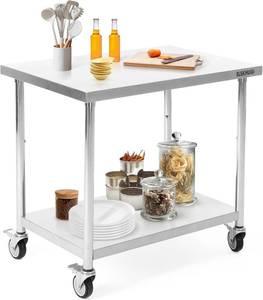 lot 411101 image: Retails for $160 ELSKHUGI Stainless Steel Table for Prep & Work 36 x 24 Inches with Caster Wheels,Commercial Heavy Duty Metal Table with Undershelf for Home,Restaurant and Hotel Kitchen (36 x 24)