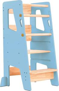 lot 421187 image: Retails for $120 OCODILE Toddler Standing Tower - Adjustable Height Toddler Kitchen Stool Helper - Ideal Kids Kitchen Step Stool for Learning New Skills - Updated Design with Safety Feet - Blue