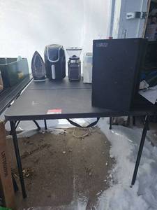 lot 18544 image: Assorted Lot W Mission Model 70 Hi-Fi Speakers, Air Fryer, Mr. Coffee Pot and More
