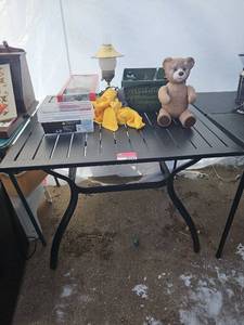 lot 18545 image: Assorted Lot W Table, Ceramic Bear, Collectible Bells, and More