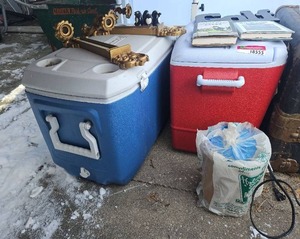 lot 18555 image: Assorted Lot W Golf Book Collection, (2) Coolers, and Wall Decorations