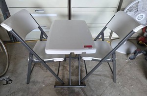 lot 18557 image: Lifetime Folding Chairs and Table