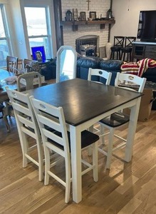 Contemporary Counter-Height White Wooden Dining Set