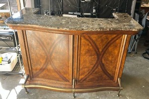 lot 3508 image: French Style Marble Top Bar with Brass Accents