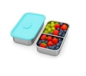 lot 7212 image: blacksof 2 Pack Stainless Steel Snack Containers   Leakproof Reusable Bento Boxes with Lids for Food Storage, Travel, Work, Outdoor (Clear LidSilver Base, 2 Compartments)