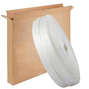 lot 7226 image: Woven Cord Strapping Roll 1 x 115, 5512 lbs Break Strength, White Poly Cord Strapping, Lightweight, Safe and Economical Strapping