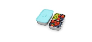lot 7229 image: blacksof 2 Pack Stainless Steel Snack Containers   Leakproof Reusable Bento Boxes with Lids for Food Storage, Travel, Work, Outdoor (Clear LidSilver Base, 2 Compartments)
