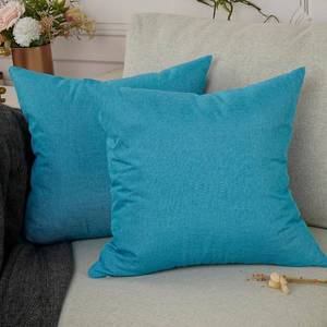 lot 7254 image: Lot of 2, YOUR SMILE Pack of 2 Canves Faux Linen Throw Pillow Covers 18x18inch Square Rustic Farmhouse Decorative Burlap Pillowcases Cushion Covers for Couch Bed Sofa Living Room Blue