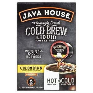 lot 7263 image: Java House Medium Roast Colombian Cold Brew Coffee Pods, 6 Count, 8.1 Fl Oz Best By 9132025