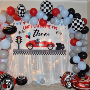 lot 7275 image: Race Car Themed 3rd Birthday Decorations