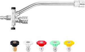 lot 7283 image: Foam Cannon Dual-Connector Accessory, 14 Inch Pressure Washer Gun Double Tip Attachment with 5pcs Pressure Washer Nozzles Pressure Washer Accessories for Car Motorcycle Washing Home Cleaning