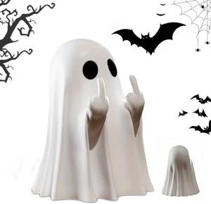 lot 7290 image: OYB Halloween Ghost Figurine,Spooky Resin Statue, Cute Finger Ghost Ornaments,Halloween Decor,Porch and Indoor Spooky Home Decor Gifts (B)