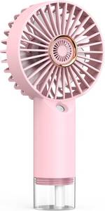 lot 7322 image: Mini Handheld Misting Fan, Small and Powerful, 3 Speed Portable Fan Lightweight USB-C Rechargeable Spray Water Mist for Makeup Stylish Girl Women Travel Indoor Outdoor Pink (Pink)