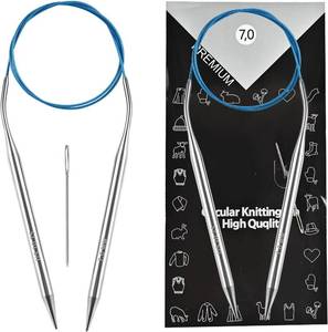 lot 7374 image: 7.0mm Round Knitting Needle, 80cm32in longUS10.75 Seam Smooth, Rope Free from tangles, Suitable for Various DIY Projects Such as Weaving Scarves and Blankets.