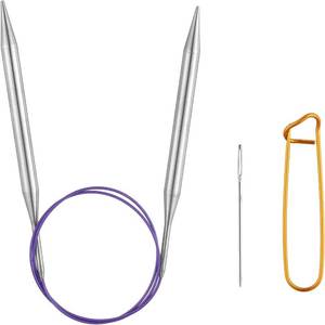 lot 7375 image: Knitting Needles Circular 32 inch (80cm) Stainless Steel Knitting Needles Size US 13 (9mm) Bundle with 1 Sturdy Stitch Holder
