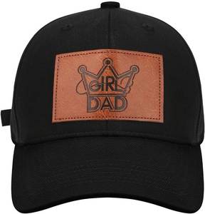 lot 7400 image: Girl Dad Hat Fathers Day Birthday Gifts for Father Daddy Dad Papa from Daughter Son Black Trucker Leather Patch Hat, Medium Brown Patch