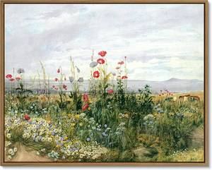 lot 8017 image: Gardenia Art Vintage Framed Wildflower Canvas Wall Art 12x16inch Nature Poppies Daisies Field Art Prints Classical Country Cattle Grazing Landscape Pictures Painting for Living Room Office Home Decor