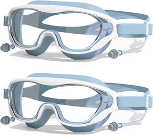 lot 8033 image: Kids Swim Goggles 2 Pack, Anti-Fog Anti-UV Wide View Swimming Goggles for Kids Boys & Girls Age 10-15